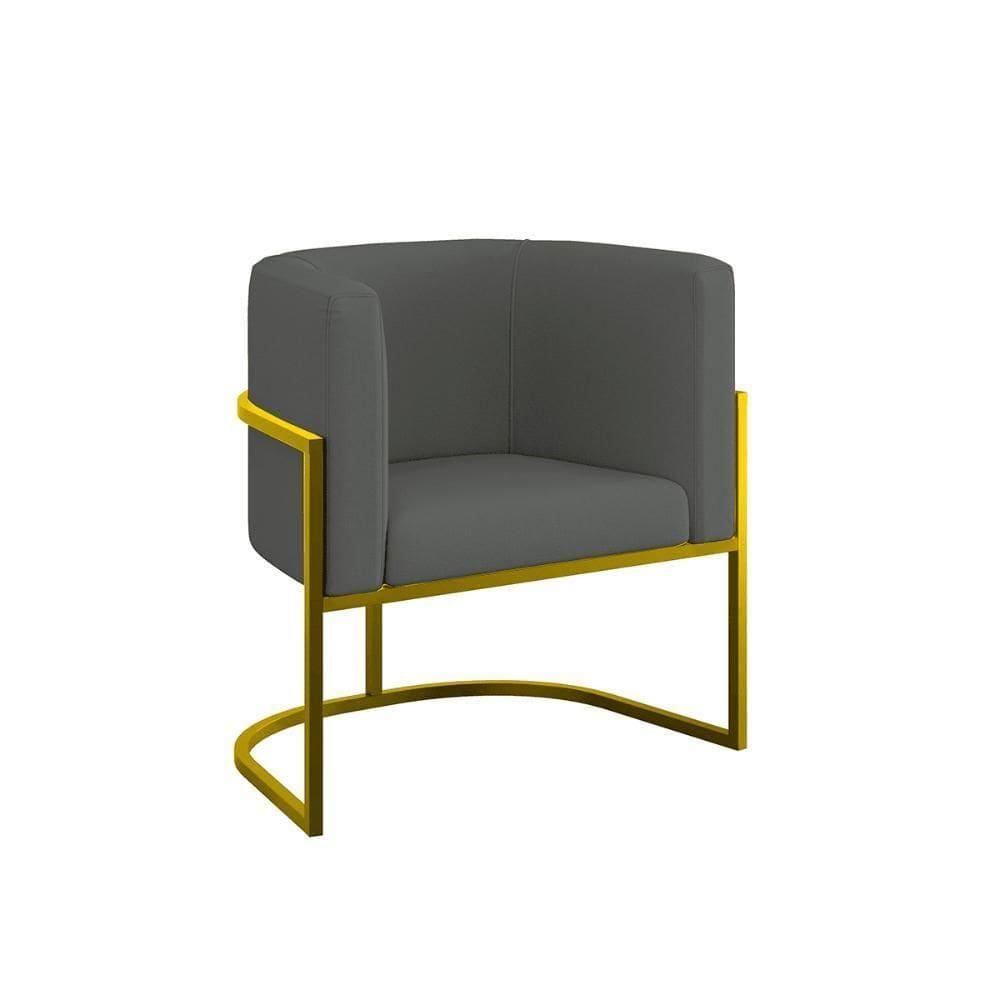 Poltrona Moderna Confortável Com Base De Metal Gold Balaqui Cinza