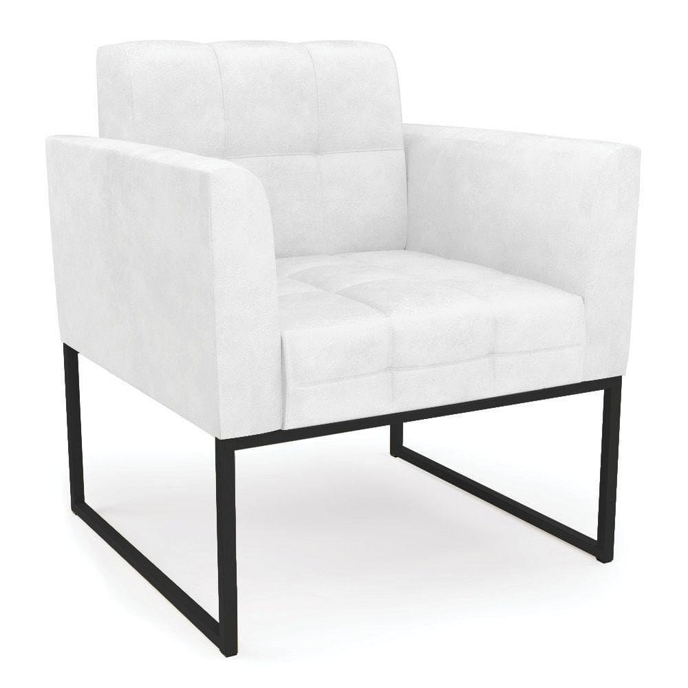 Cadeira Poltrona Elisa Corano Base Metálica Preto D03 - D`rossi Cor Branco