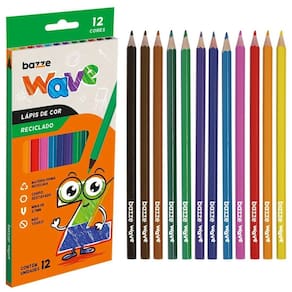 Lápis De Cor Wave Reciclado 12 Cores - Bazze