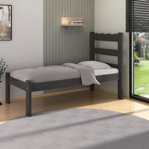 Cama De Solteiro Madeira Maciça Para Colchão 78-88x188cm Multimóveis Preto