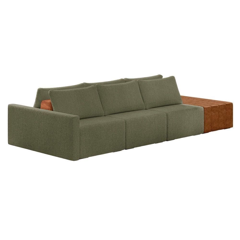 Sofá Ilha 3 Lugares Living 312cm Modulado Lary Bouclê K01 Cor Verde