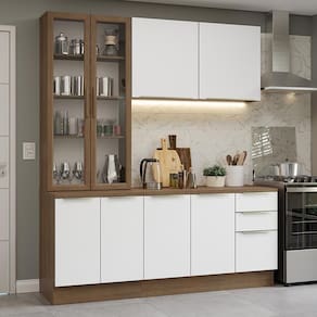 Armário De Cozinha Completa 190cm Veludo Lux Madesa Rustic Branco