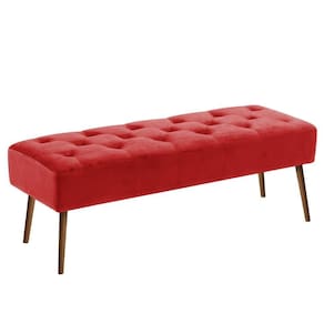 Banco Estofado Rubi 1,40m Suede Vermelho - Clique Decorações