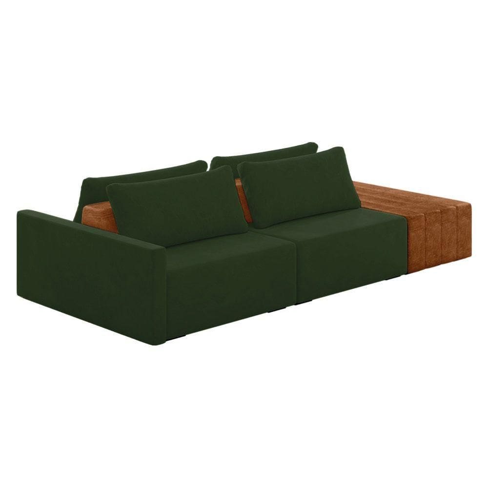 Sofá Ilha 2 Lugares Living 232cm Modulado Lary Veludo Verde K01 - D`rossi
