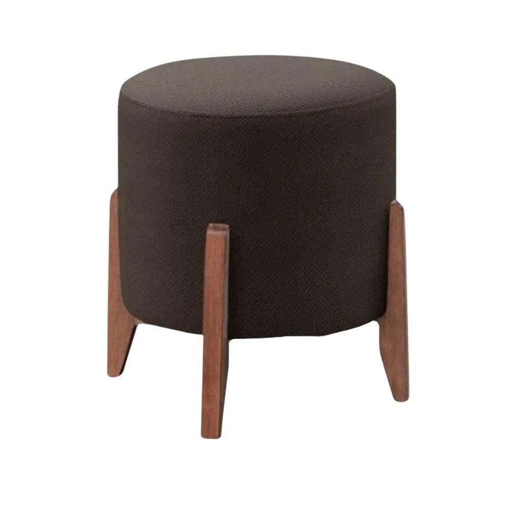 Puff Banqueta Decorativo Redondo Sala Estar Paris Suede Cor:marrom
