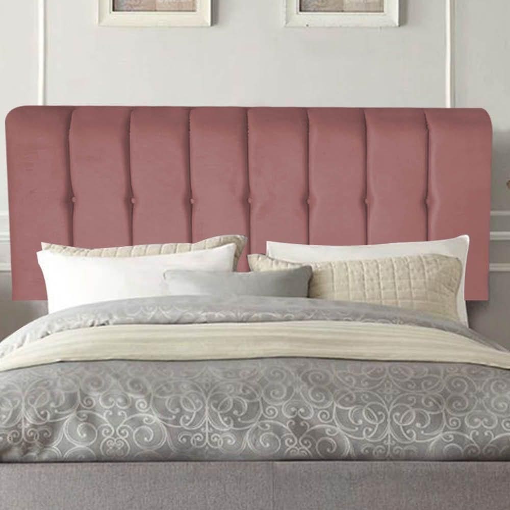 Painel Estofada Kiara 195cm King Size Box Quarto Suede Rose Gold - Gat Magazine