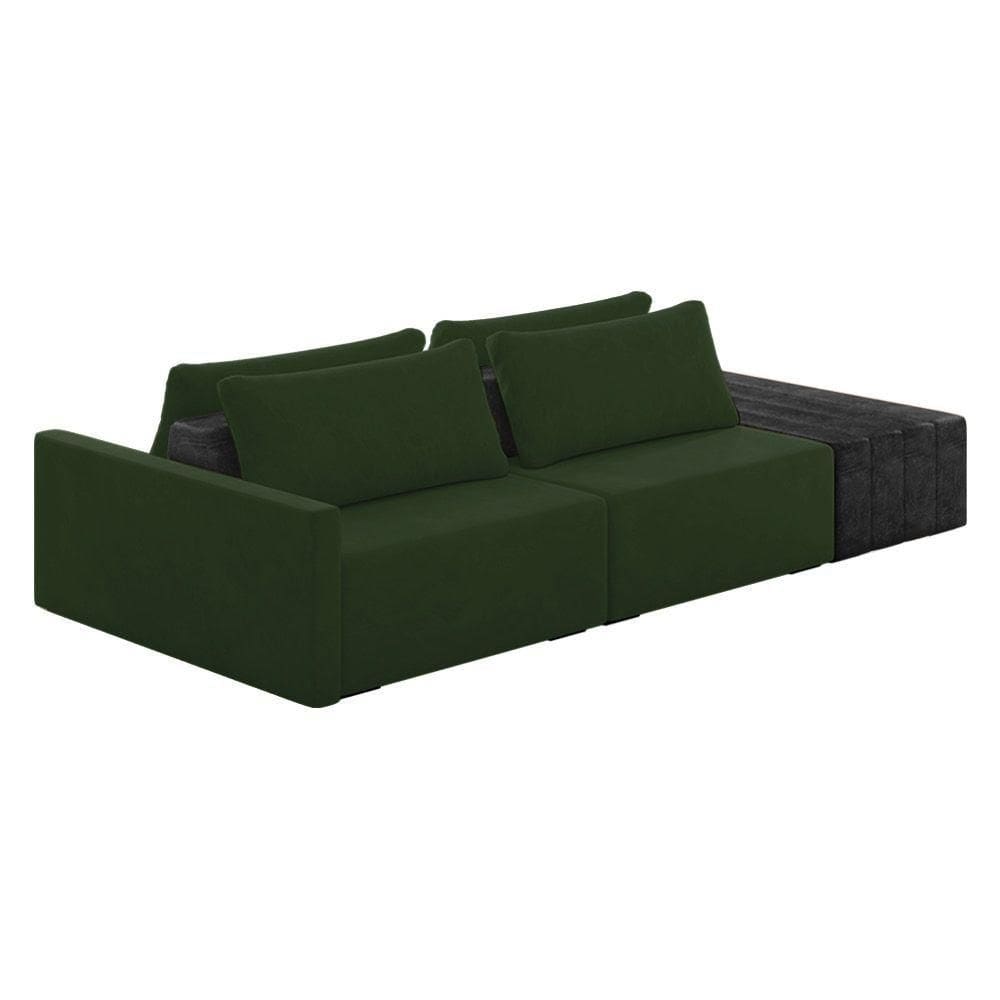 Sofá Ilha 2 Lugares Living 292cm Modulado Lary Veludo Verde Pu Pto K01 - D`rossi