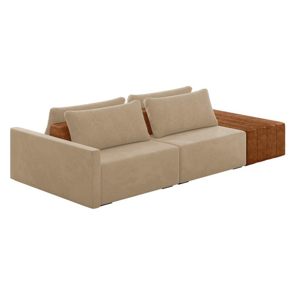 Sofá Ilha 2 Lugares Living 232cm Modulado Lary Veludo Bege K01 - D`rossi