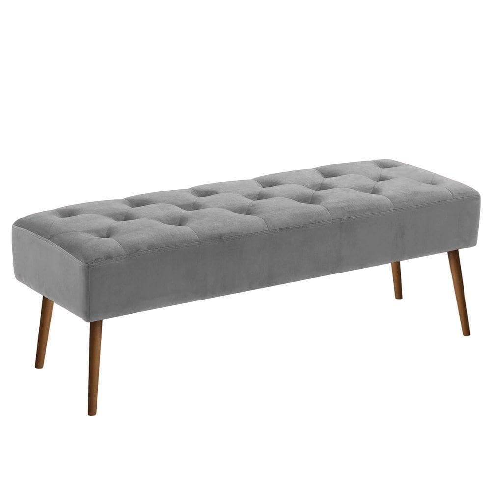 Banco Estofado Rubi 1,40m Linho Cinza - Clique Decorações