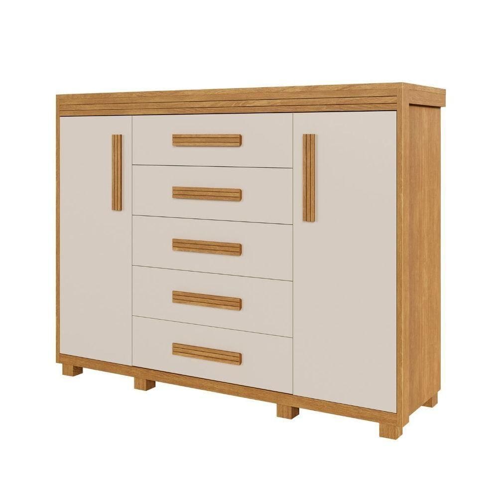 Cômoda Infantil Grande Havana Mdf 5 Gavetas E 2 Portas Fenix