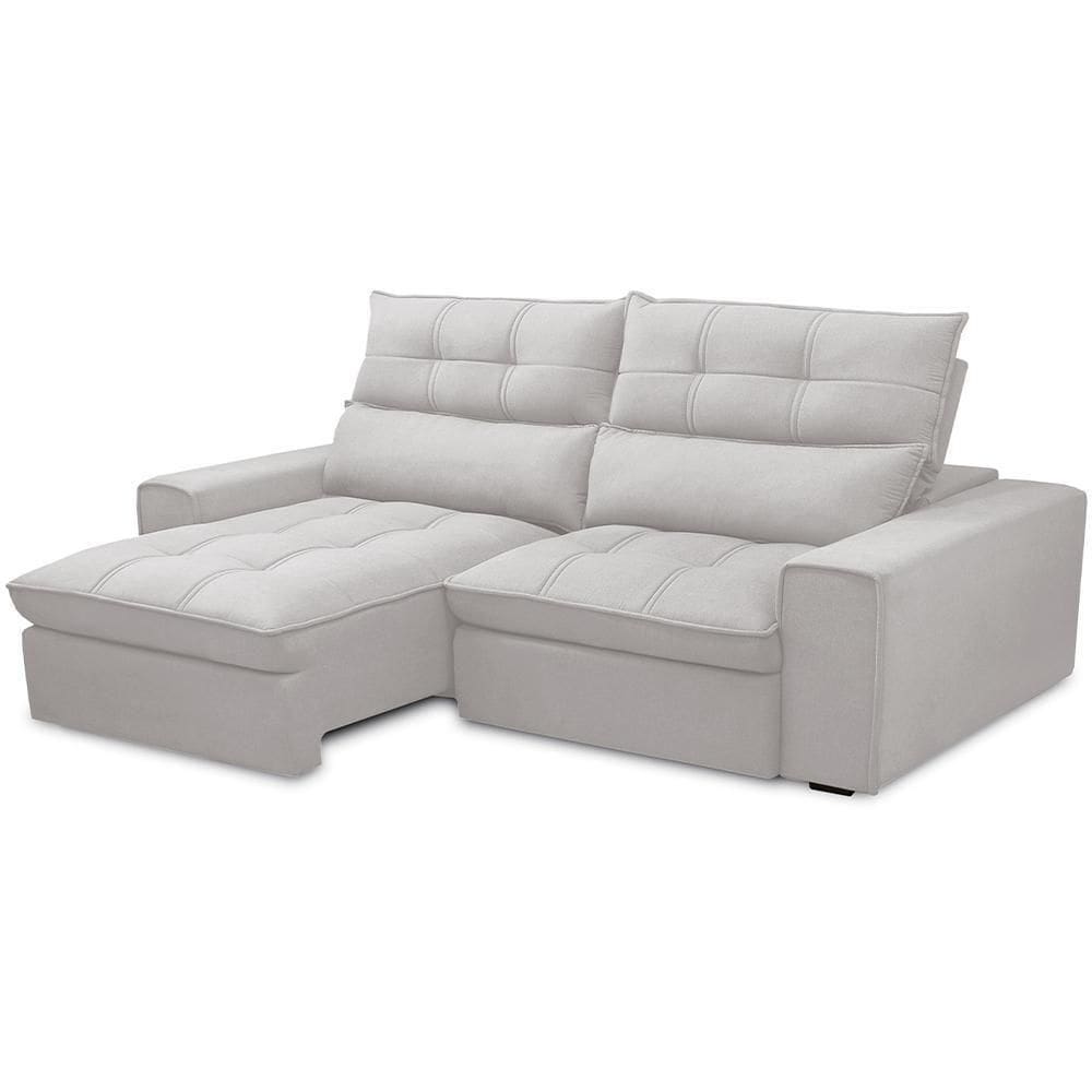 Sofá Retrátil Reclinável Para Sala De Estar Living 230cm Dimas F04 Veludo Cinza - Lyam Decor