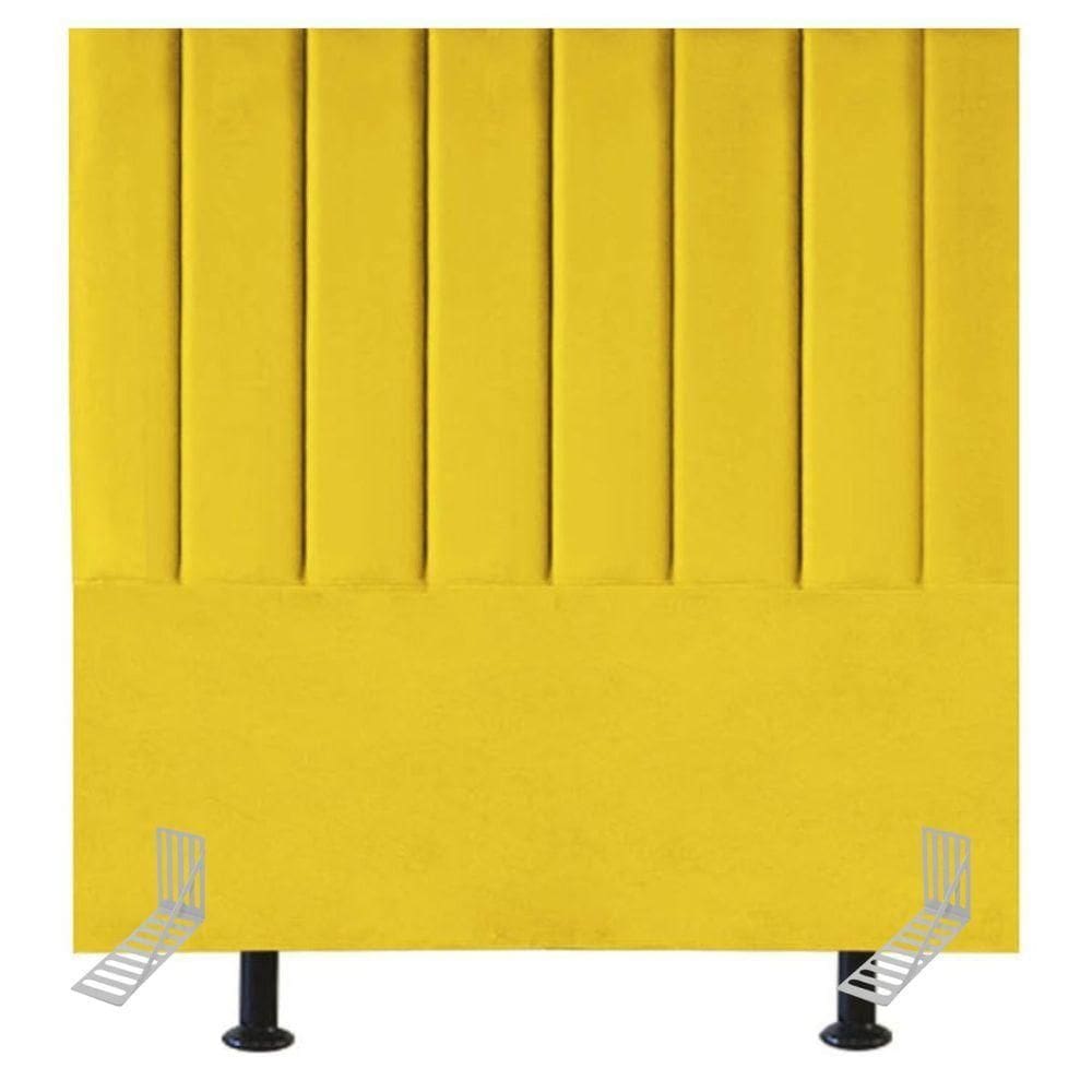 Cabeceira Estofada De Cama Solteiro Box 100 Cm Esther Suede E Frame amarelo
