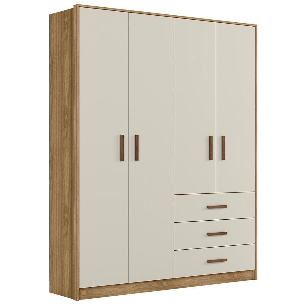 Roupeiro Infantil 9600 04 Portas 03 Gavetas Nature Off White Plla Nature Off White