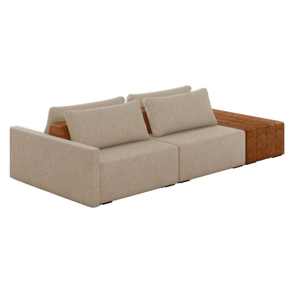 Sofá Ilha 2 Lugares Living 292cm Modulado Lary Linho Bege K01 - D`rossi