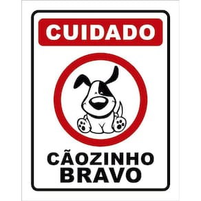 Placa Decorativa - Cuidado Cãozinho Bravo Cão 36X46