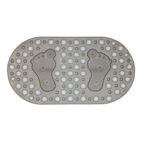 Tapete Antiderrapante Box Oval 68 X 37 Bella Casa Fume 3181