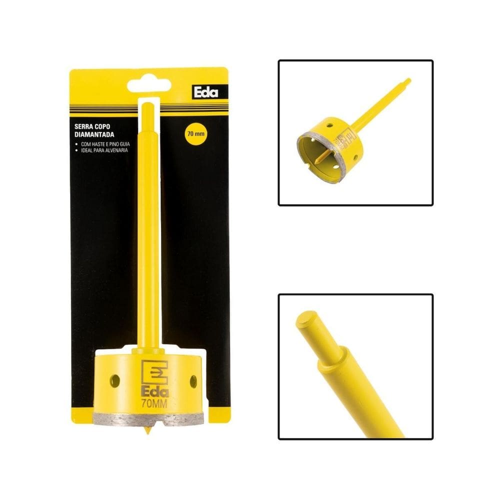Serra Copo Diamantada 70Mm Com Haste 170Mm