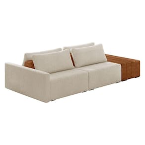 Sofá Ilha 2 Lugares Living 232cm Modulado Lary Bouclê Pu Pto K01 Cor Bege