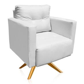 Poltrona Giratória Livia Corino Base De Madeira Ma30 Cor Branco