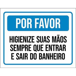 Kit 3 Placas Higiene Mãos Sempre Entrar Sair Banheiro