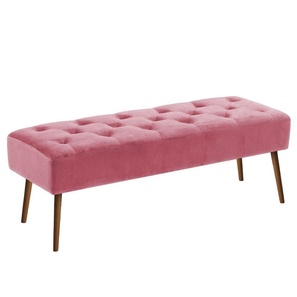Banco Estofado Rubi 1,60m Suede Pink - Clique Decorações