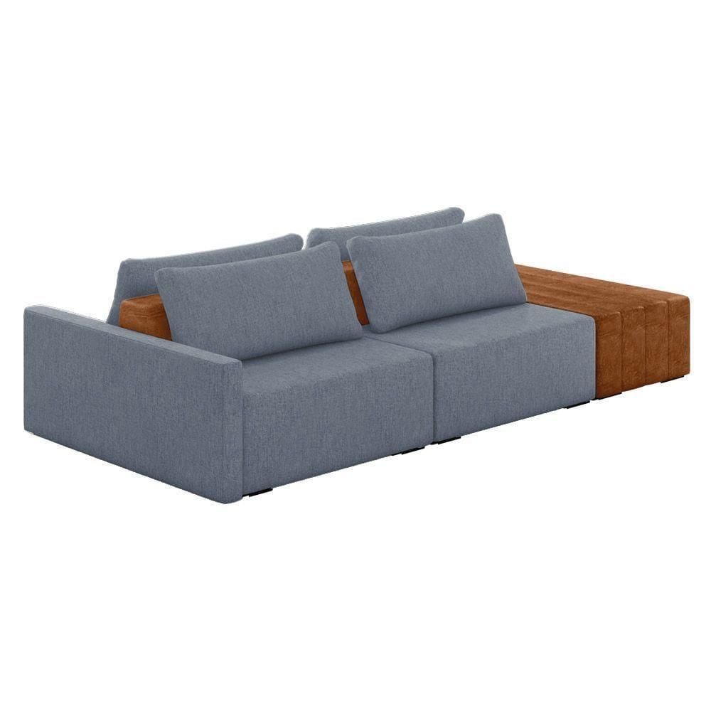 Sofá Ilha 2 Lugares Living 292cm Modulado Lary Linho Azul K01 - D`rossi