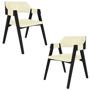 Kit 2 Cadeiras Sala De Jantar E Jogos Carteados Madeira Maciça Poker Pu Offwhite-preto G42 - Gran Belo