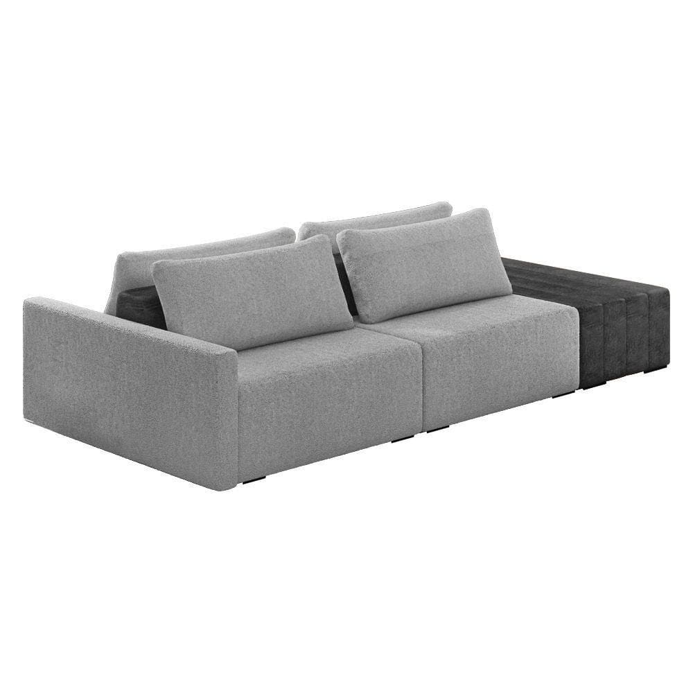 Sofá Ilha 2 Lugares Living 272cm Modulado Lary Bouclê Cinza Cl Pu Pto K01 - D`rossi