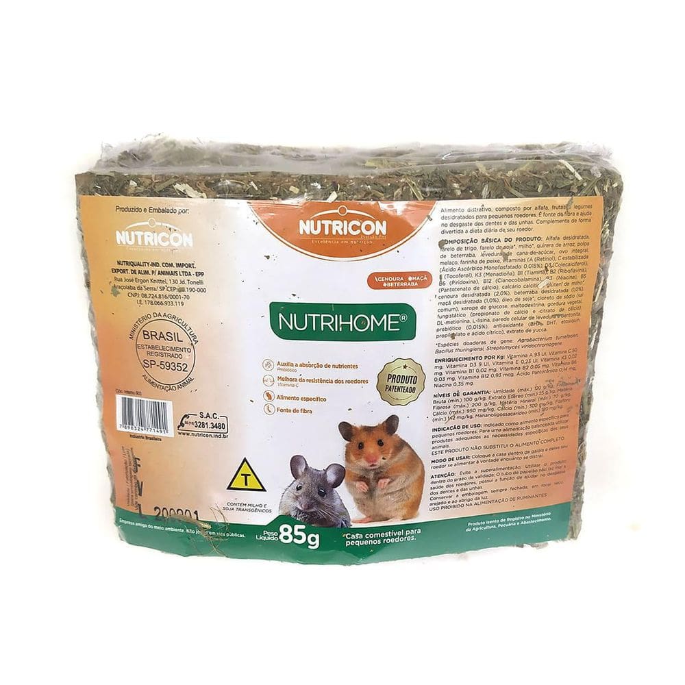 Nutricon Nutrihome 85G - Casinha Comestível Para Roedores
