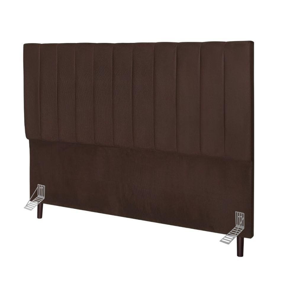 Cabeceira Estofada Cama Casal 140 Cm Esther Corino E Frame marrom