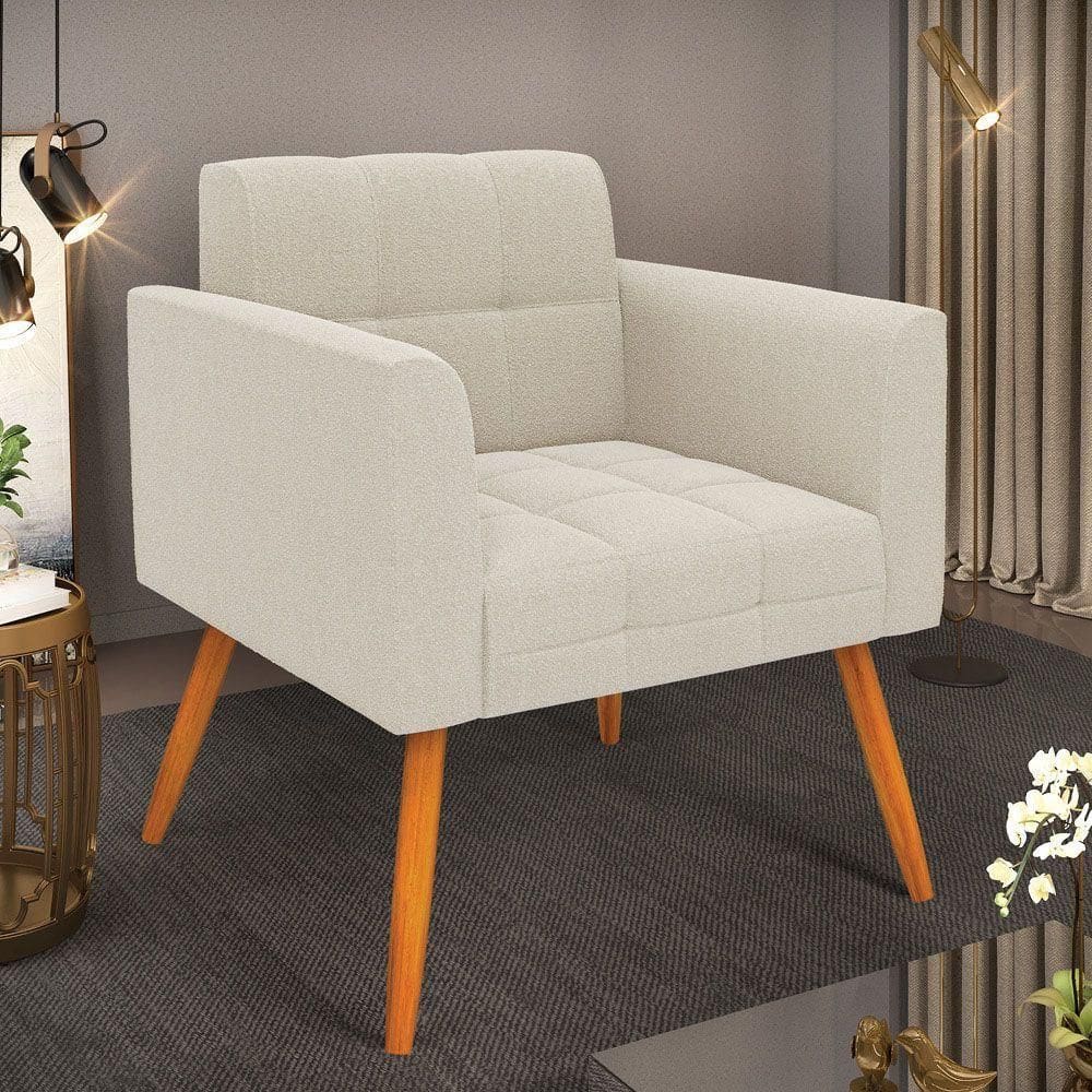 Poltrona Sala De Estar Pé Palito Castanho Elisa Bouclê D03 - D`rossi Cor Rose