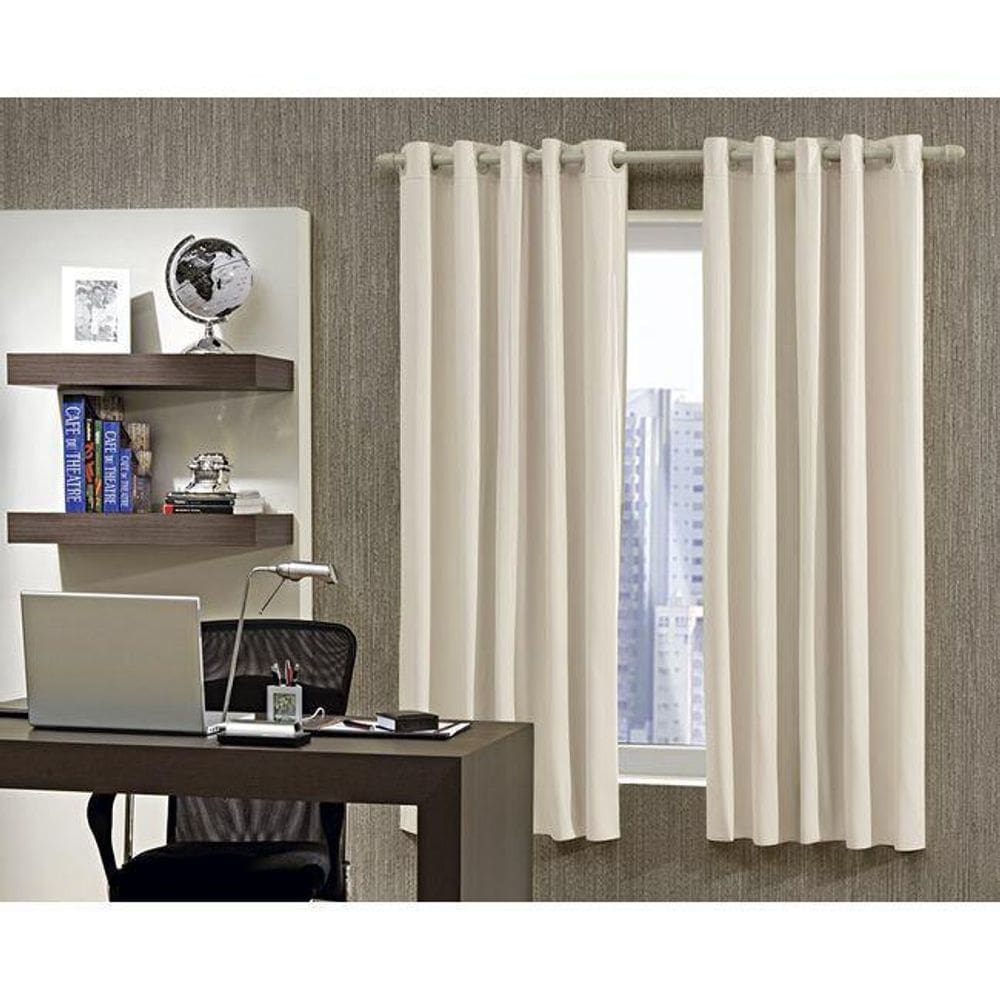 Cortina Corta Luz 2.60M X 2.30M Ilhos Bella Janela - Bege