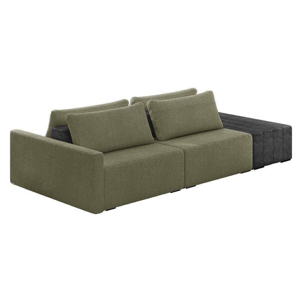 Sofá Ilha 2 Lugares Living 232cm Modulado Lary Bouclê Verde Pu Pto K01 - D`rossi