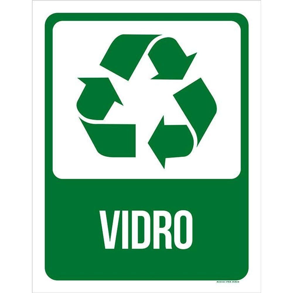 Placa De Sinalização Advertência - Lixo Vidro 36X46