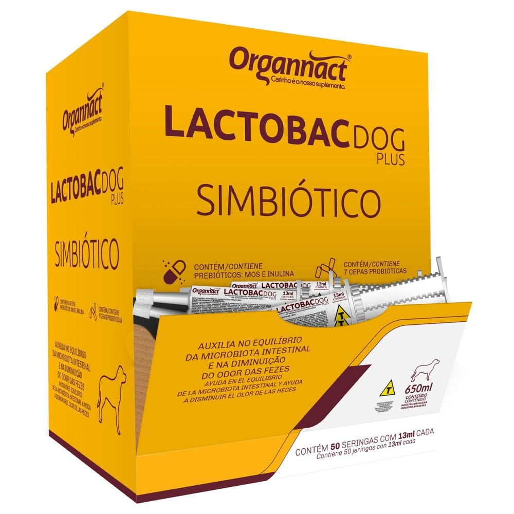 Suplemento Lactobac Dog Plus 50 Seringas Cães - Organnact