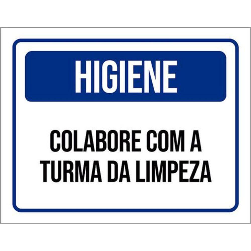 Kit 3 Placas Higiene Colabore Com Turma Da Limpeza