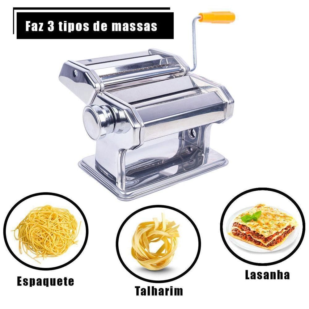 Máquina De Macarrão Lasanha Massa Caseira Manual Em Aço Inox