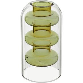 VASO DECORATIVO ENFEITE CASA PAREDE DUPLA HOME&CO BOROSSILICATO 15x8x8cm ÂMBAR
