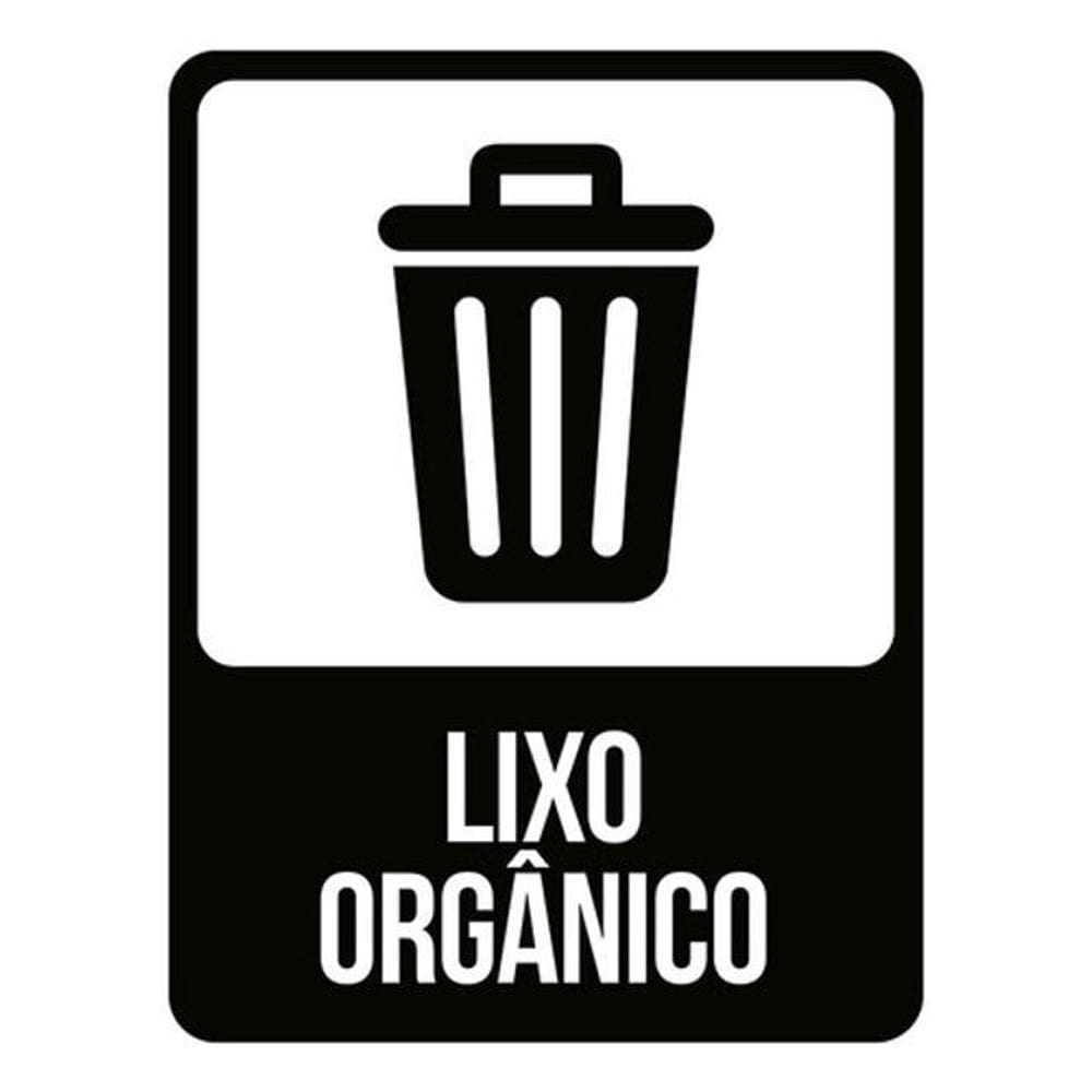 Kit 3 Placas Sinalização - Lixo Orgânico Preto