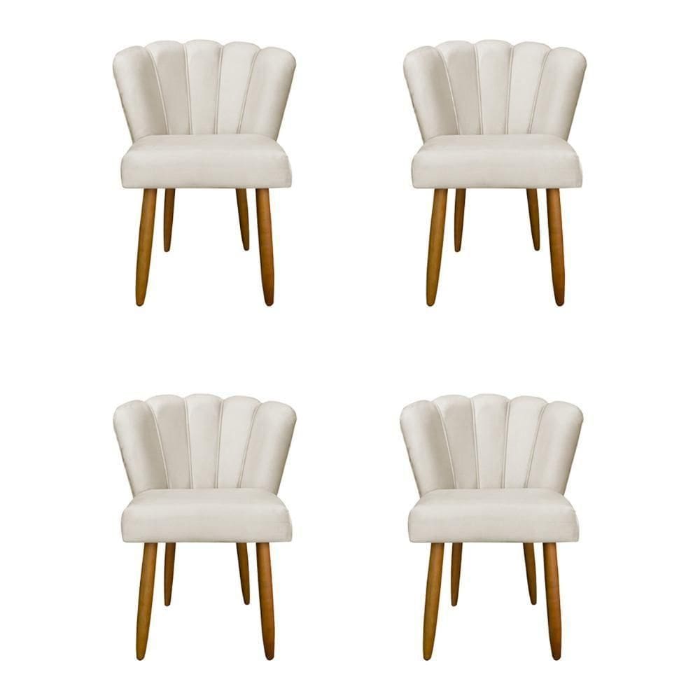 Kit 4 Cadeiras De Jantar Moderna Flor Balaqui Decor Bege