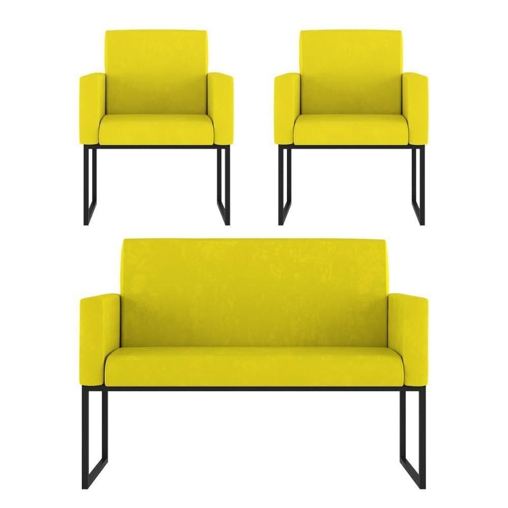 Kit Poltronas Namoradeira Lugares Para Recepção Amarelo