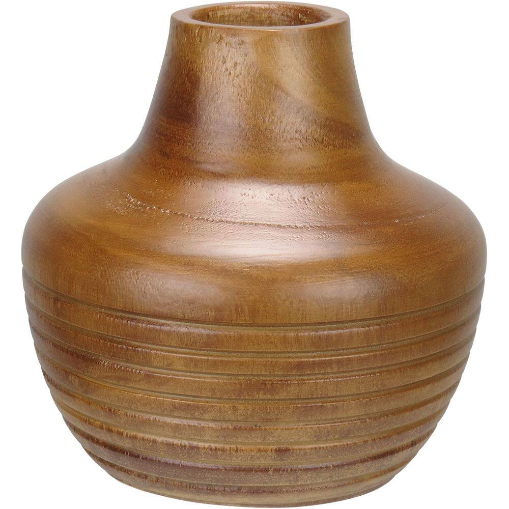 VASO DECORATIVO ENFEITE CASA HOME&CO MADEIRA 15x15x15cm NATURAL