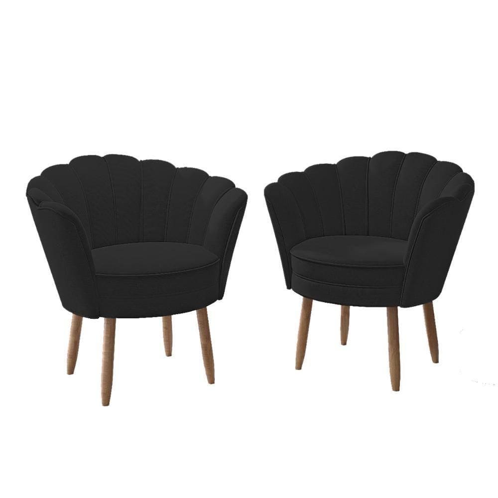 Kit 2 Poltronas Cadeiras Reforçadas Confortáveis Balaqui Preto