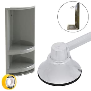 Chuveiro Ducha Fria 9Cm Cromado + Porta Shampoo Cinza