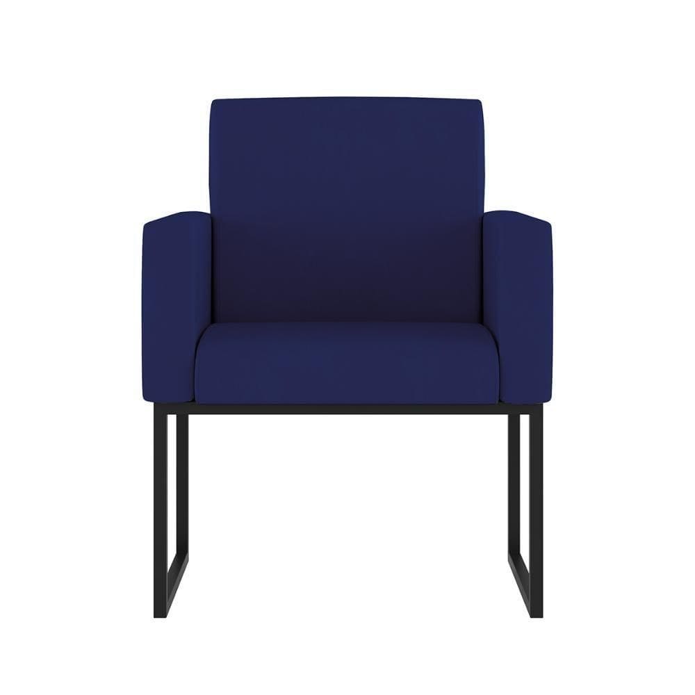 Poltrona Moderna Com Base De Ferro Balaqui Decor Azul Marinho