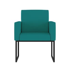 Poltrona Moderna Com Base De Ferro Balaqui Decor Azul Turquesa
