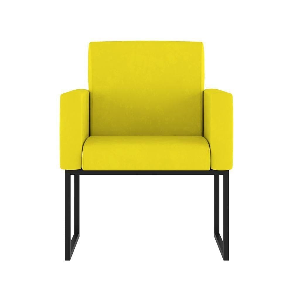 Poltrona Moderna Com Base De Ferro Balaqui Decor Amarelo