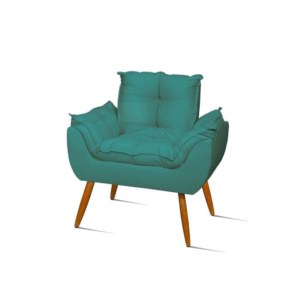 Poltrona Decorativa Opala Sala Confortável Cor Azul turquesa