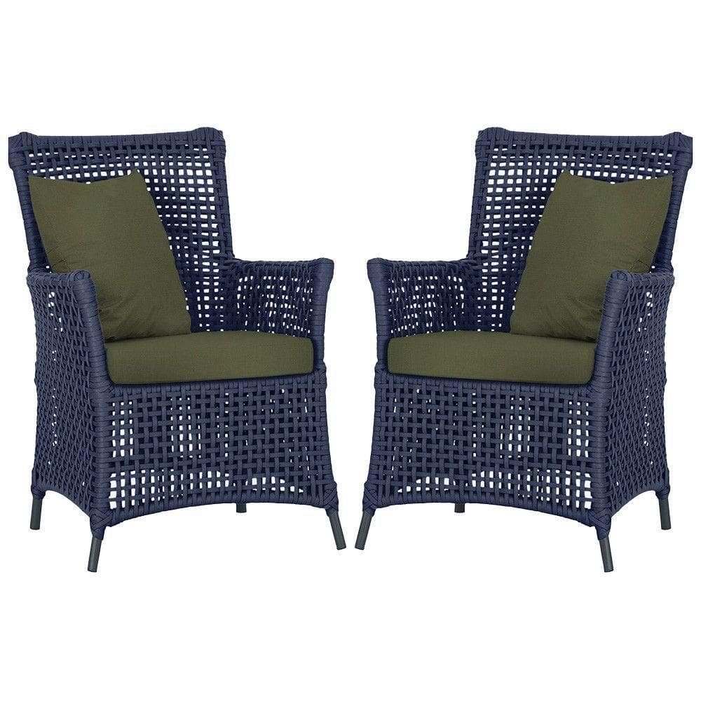 Poltronas Igapó Alumínio Pintura Preta Corda Náutica E13 Azul