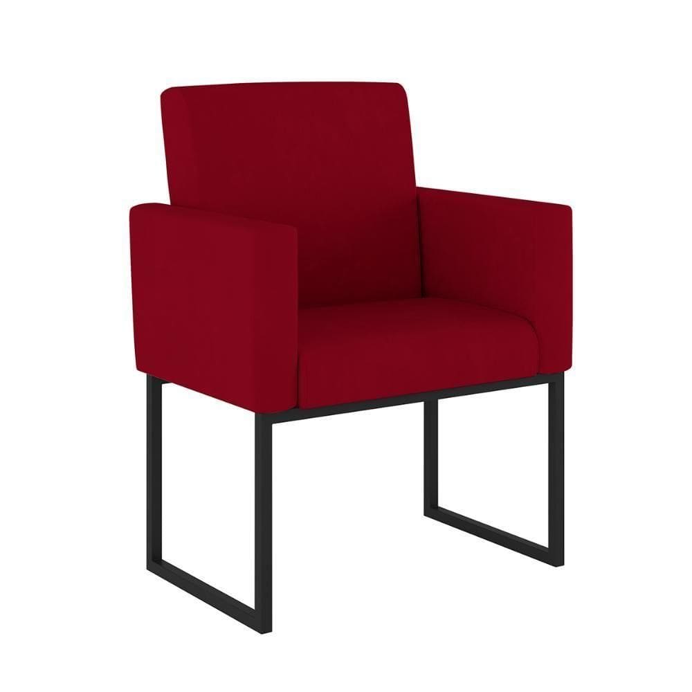 Poltrona Moderna Confortável Com Base De Ferro Resistente Vermelho